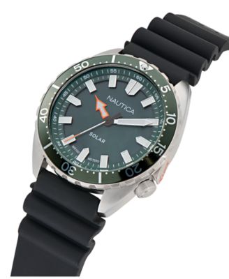 Men's Analog Black Silicone Watch, 44mm