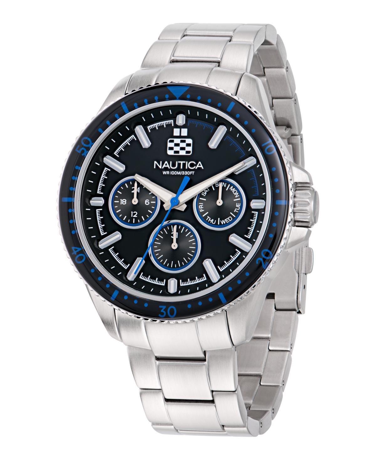 Men's Analog Silver-Tone Stainless Steel Watch, 46mm - Silver Tone