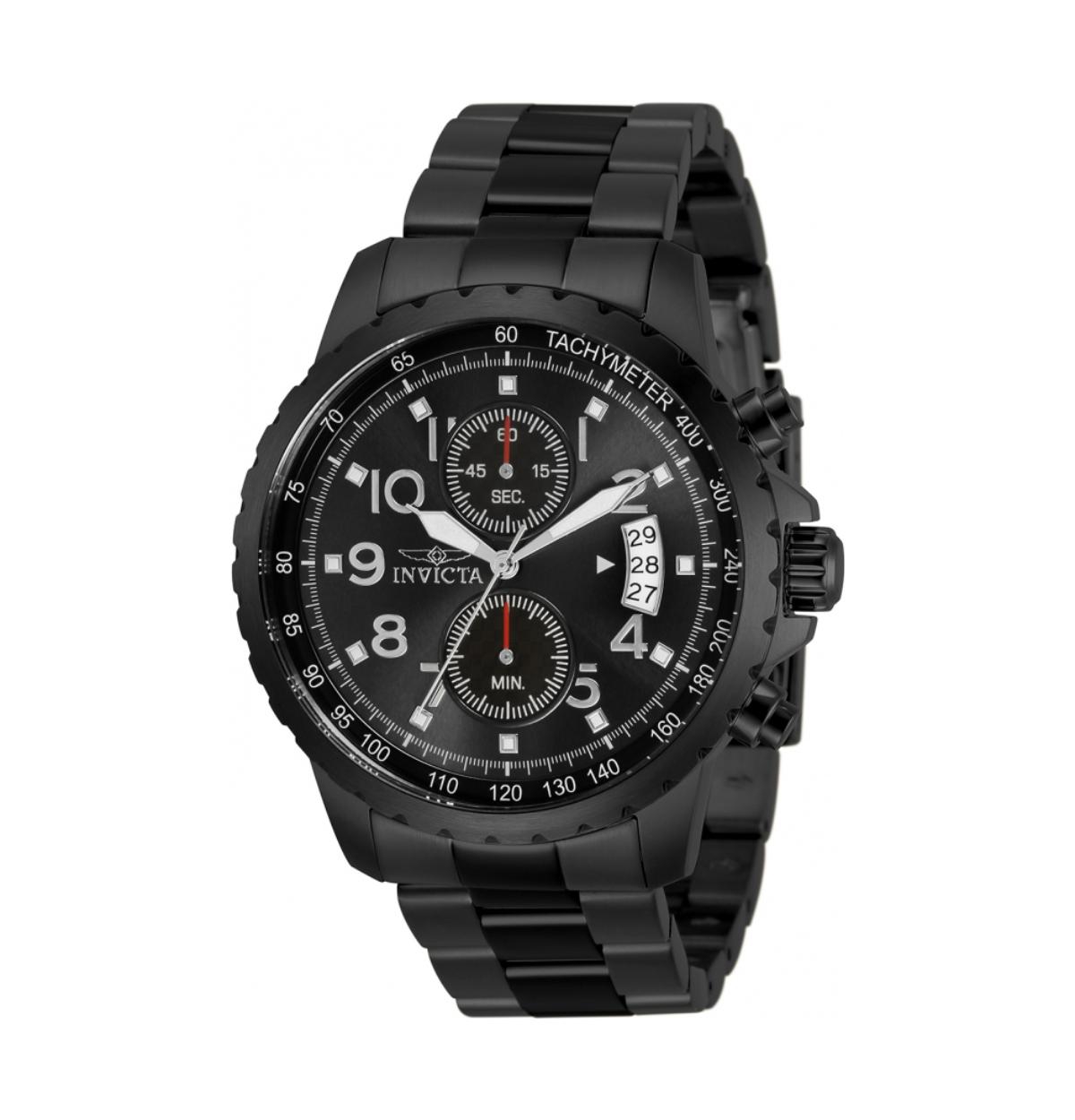 Men's 13787 Specialty Quartz Multifunction Black Dial Watch - Black