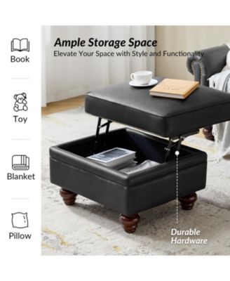 Sabina Transitional 27" Wide Ottoman with Solid Wood Legs