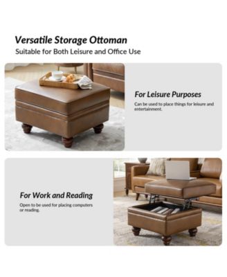 Sabina Transitional 27" Wide Ottoman with Solid Wood Legs