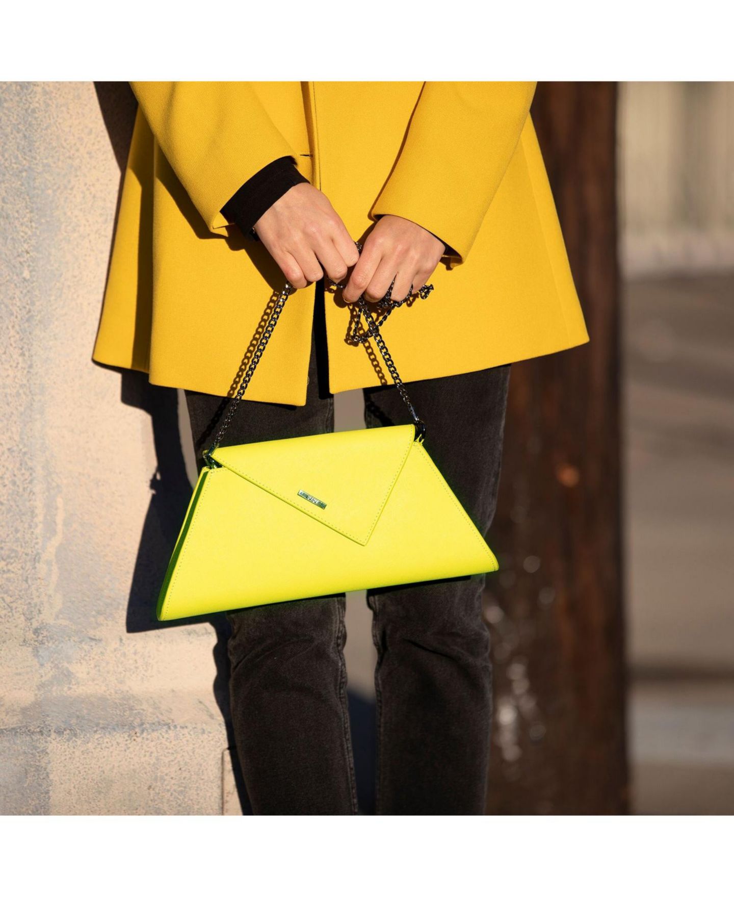 Женский клатч SUSU Yellow Purse Saffiano Leather Clutch Bag Unique Evening Purse Handbag, цвет: Жёлтый / Неоновый жёлтый — фото 10
