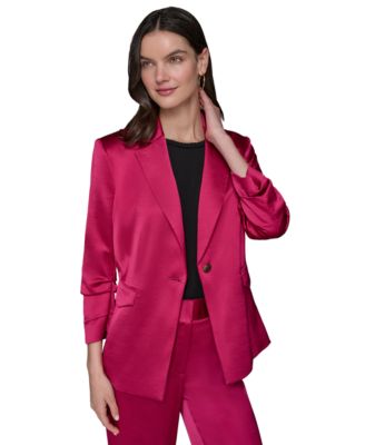KARL LAGERFELD PARIS - Women's Satin Scrunched-Sleeve Jacket