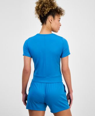 Women's Overlap Cropped Crewneck T-Shirt, Exclusively at Macy's