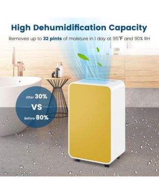 32 Pints/Day Portable Quiet Dehumidifier for Rooms up to 2500 Sq. Ft