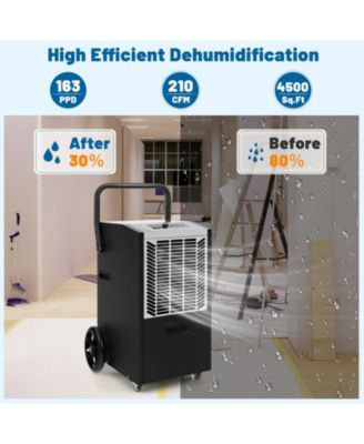 163 Pints Commercial Dehumidifier Crawl Space Dehumidifier with Pump and Drain Hose