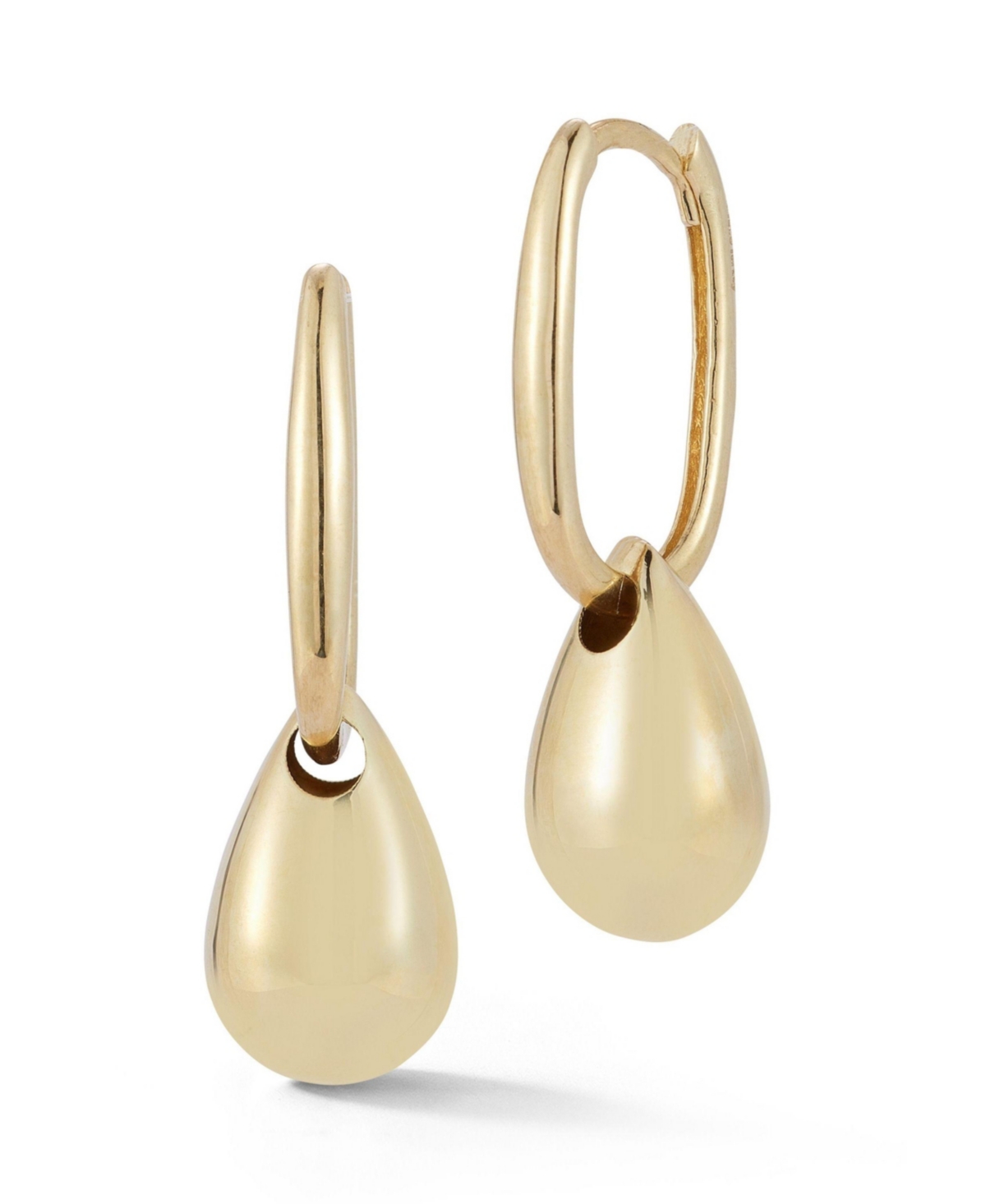 14K Gold Puffed Pear-Shaped Charm Earrings - 14k gold