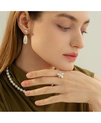 Sterling Silver Isabelle Cluster Pearl Adjustable Ring