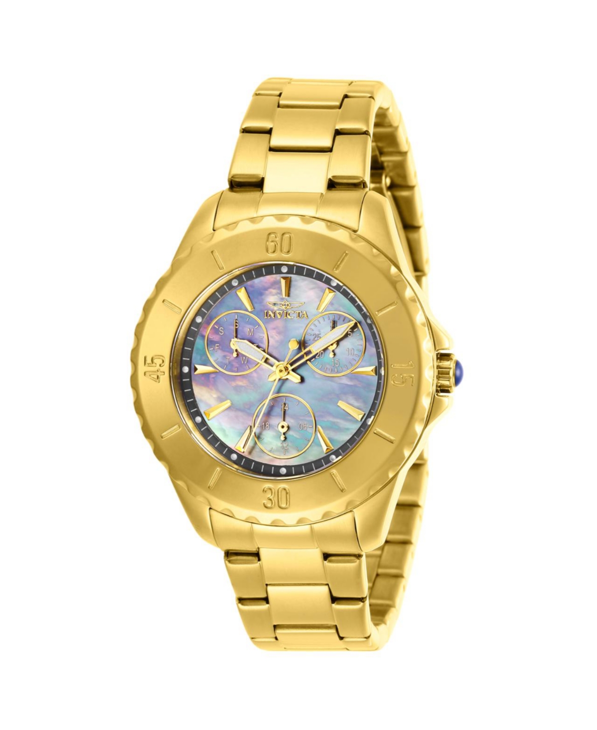 Women's 29109 Angel Quartz 3 Hand Gunmetal Dial Watch - Gold