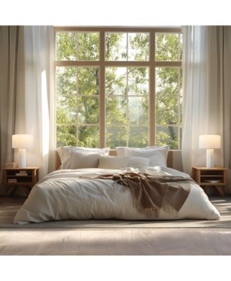 Becca LED Geometric Pillar Table Lamp with Cream Fabric Shade, Bulb Included (24")