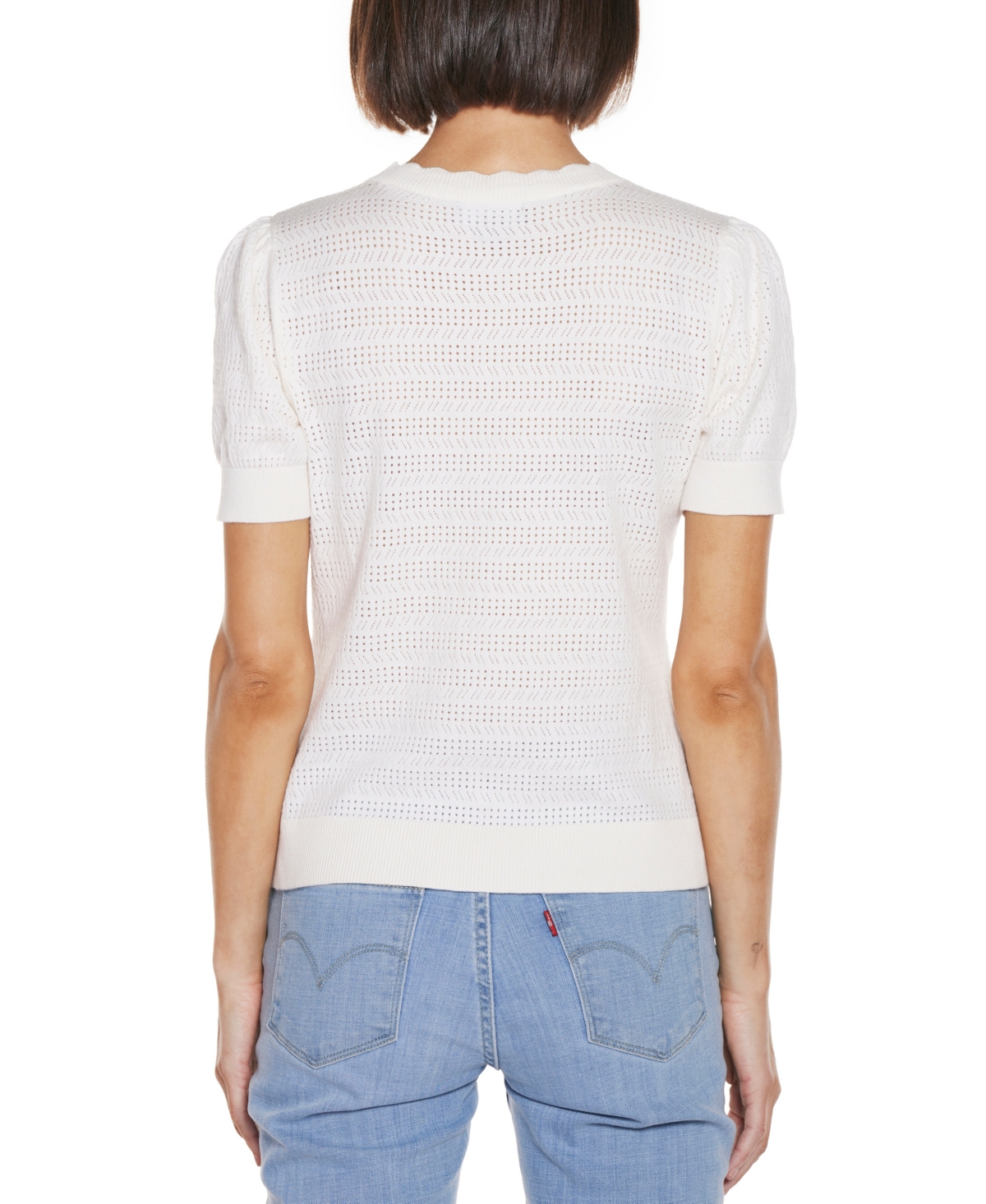 Shop Belldini Women's Pointelle Scalloped Placket Cardigan Sweater