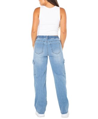 Juniors' High Rise Wide Leg Cargo Jeans