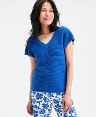 Style & Co - Women's Cotton Rib-Knit Dolman-Sleeve Sweater
