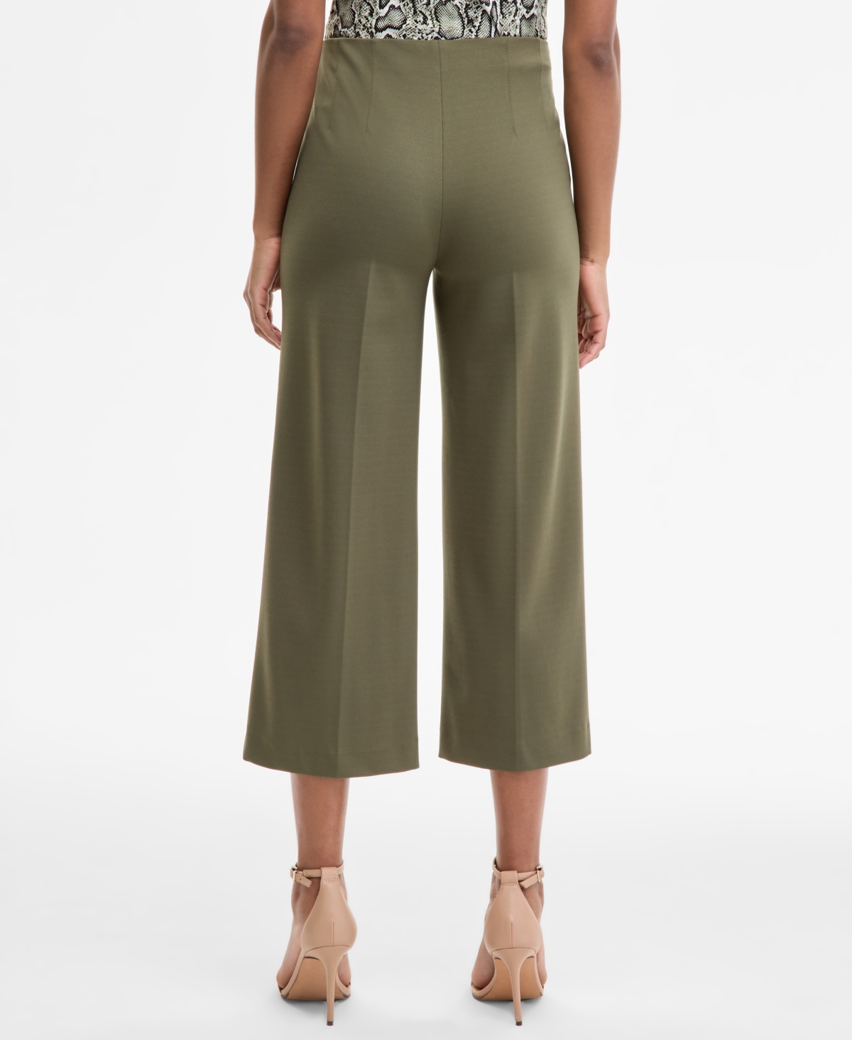 Anne Klein Women's High-rise Pull-on Crop Wide-leg Pants In Green