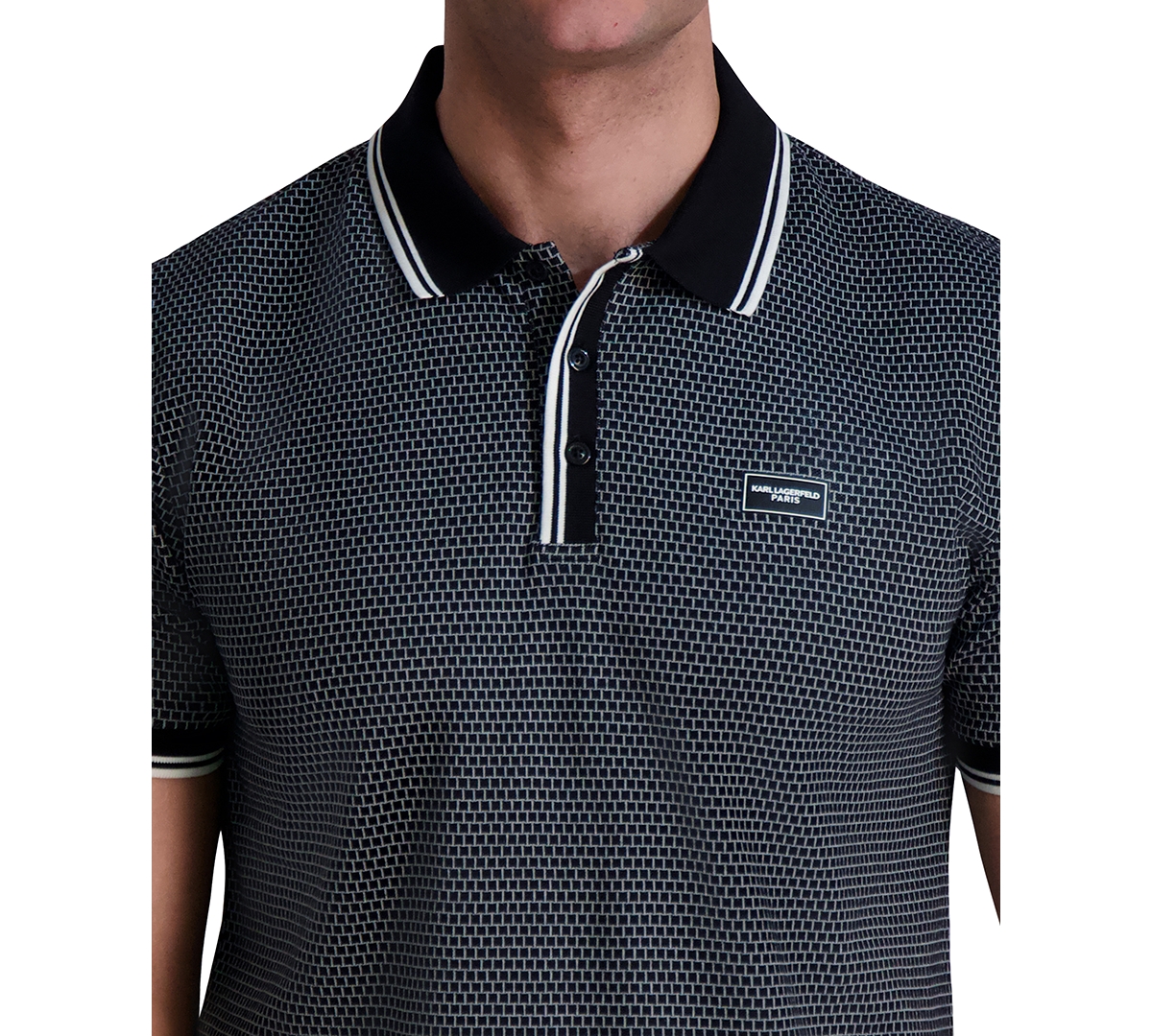 Karl Lagerfeld Paris Men's Textured Performance Polo Shirt