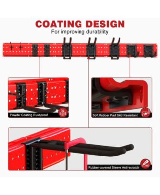 48in Garden Tool Organizer Garage Storage Rack, Red