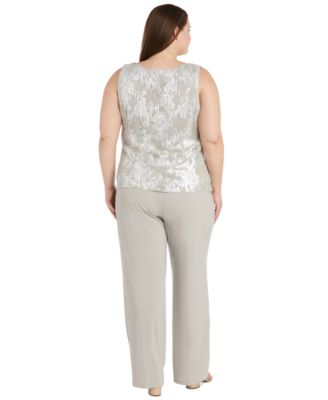 Plus Size 3-Pc. Embellished Jacket, Necklace Top & Pant Set