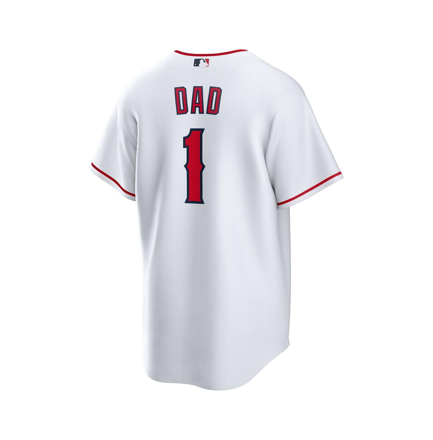 Мужской топ Nike White Los Angeles Angels 1 Dad Home Replica Jersey — фото 3