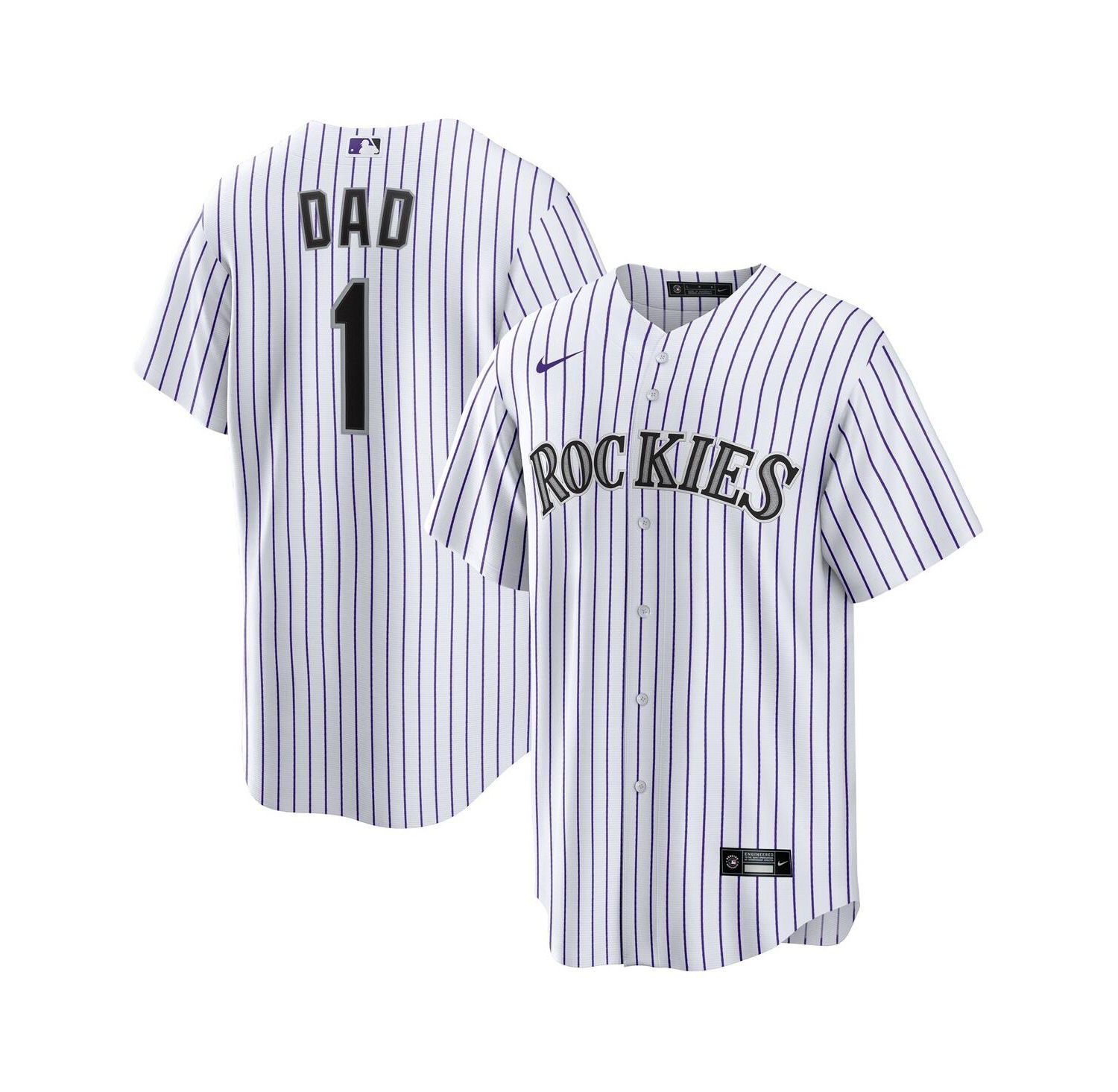 Men's White Colorado Rockies 1 Dad Home Replica Jersey