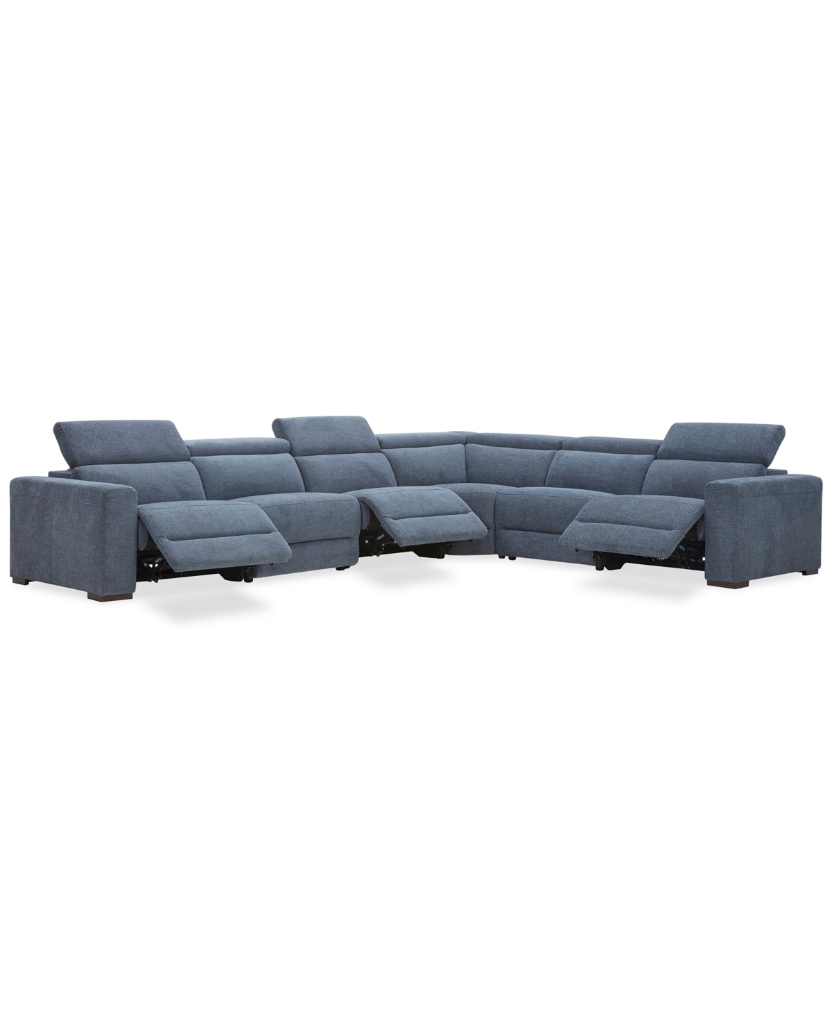 Macy's Nevio 6-pc. Fabric Power Headrest Sectional With 3 Power Motion Chairs