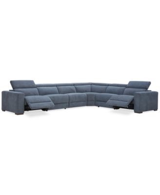 Nevio 6-Pc. Fabric Power Headrest Sectional with 2 Power Motion Chairs