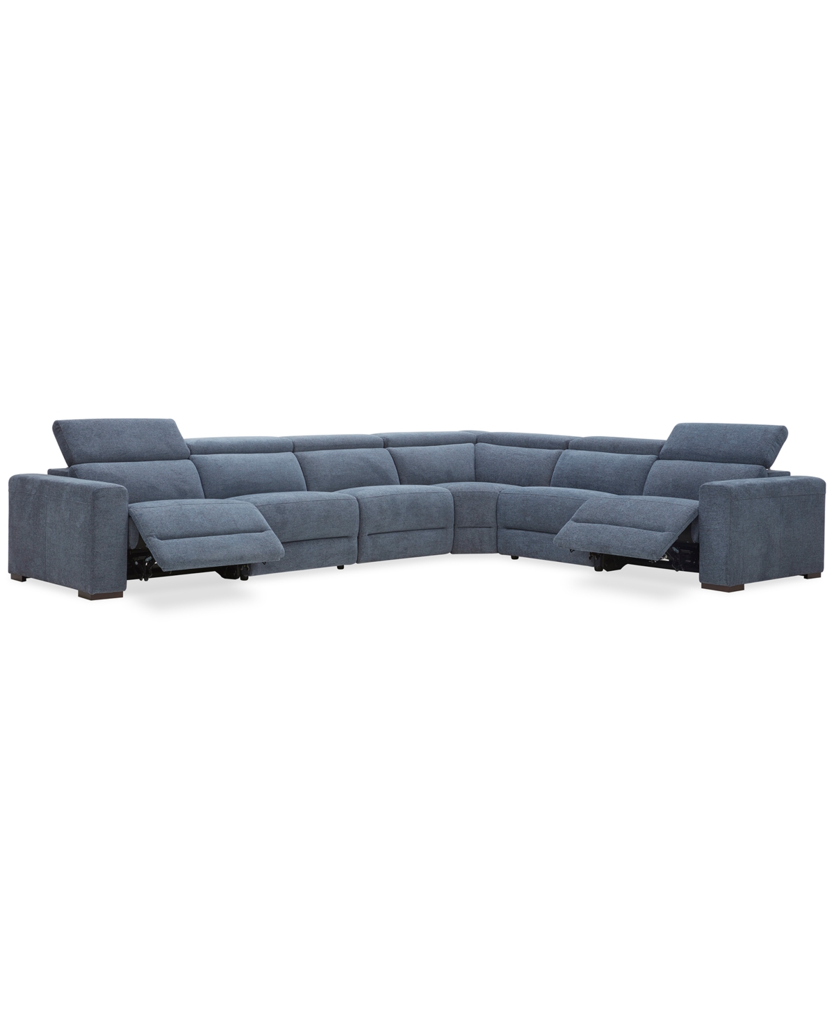 Macy's Nevio 6-pc. Fabric Power Headrest Sectional With 2 Power Motion Chairs