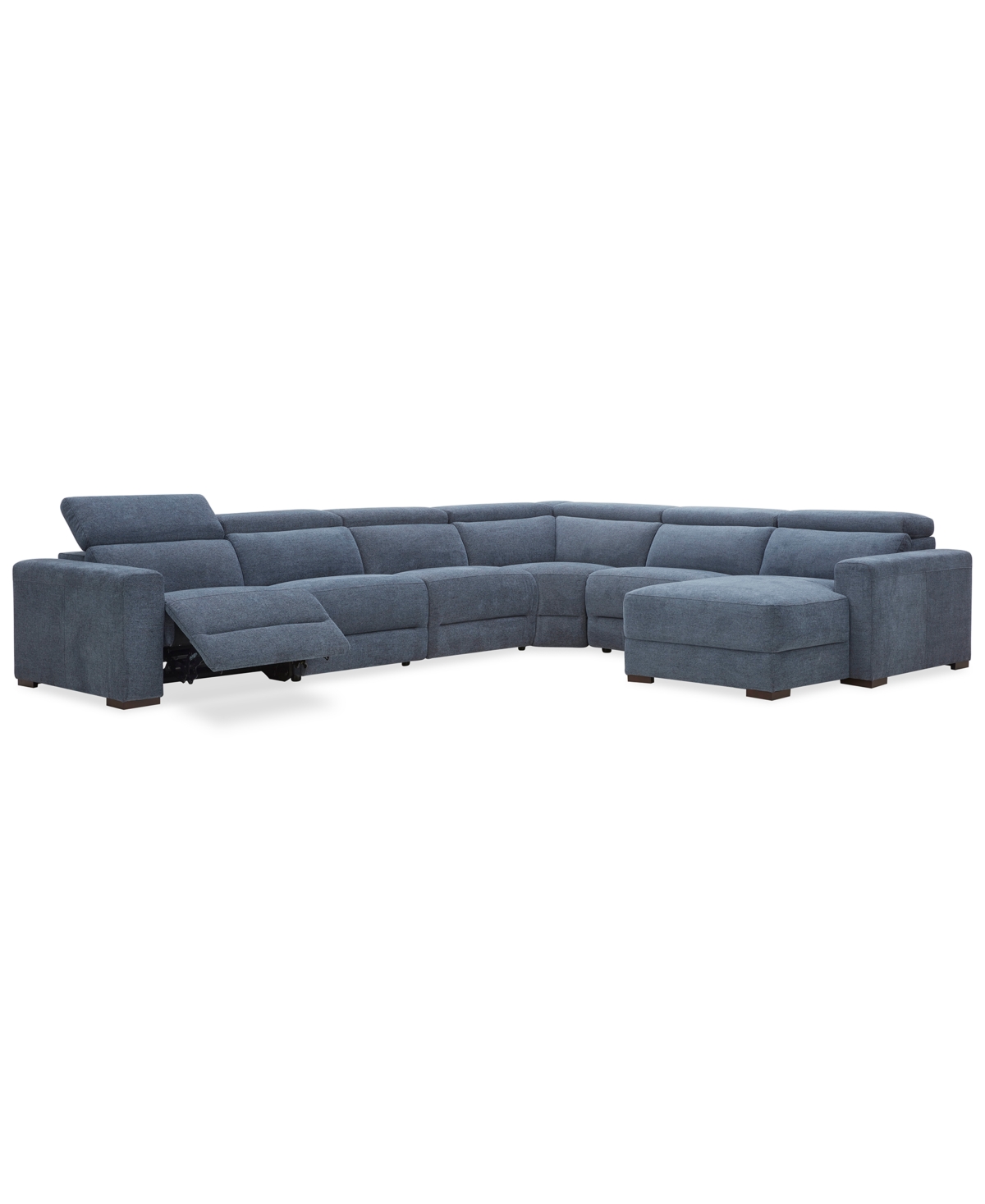Macy's Nevio 6-pc. Fabric Power Headrest Sectional With 1 Power Motion Chair