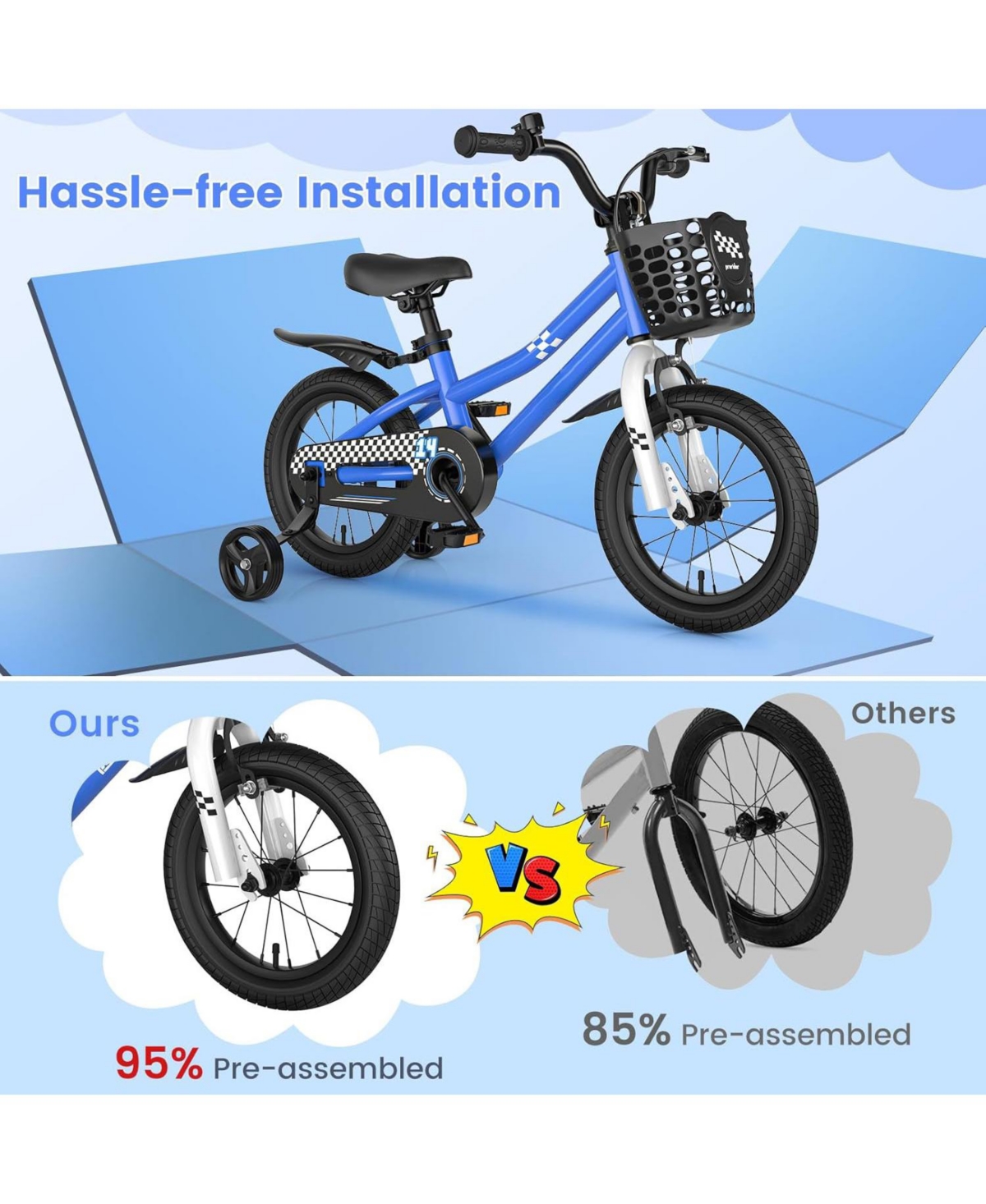 14 Inch Kids Bike with 2 Training Wheels for 3-5 Years Old