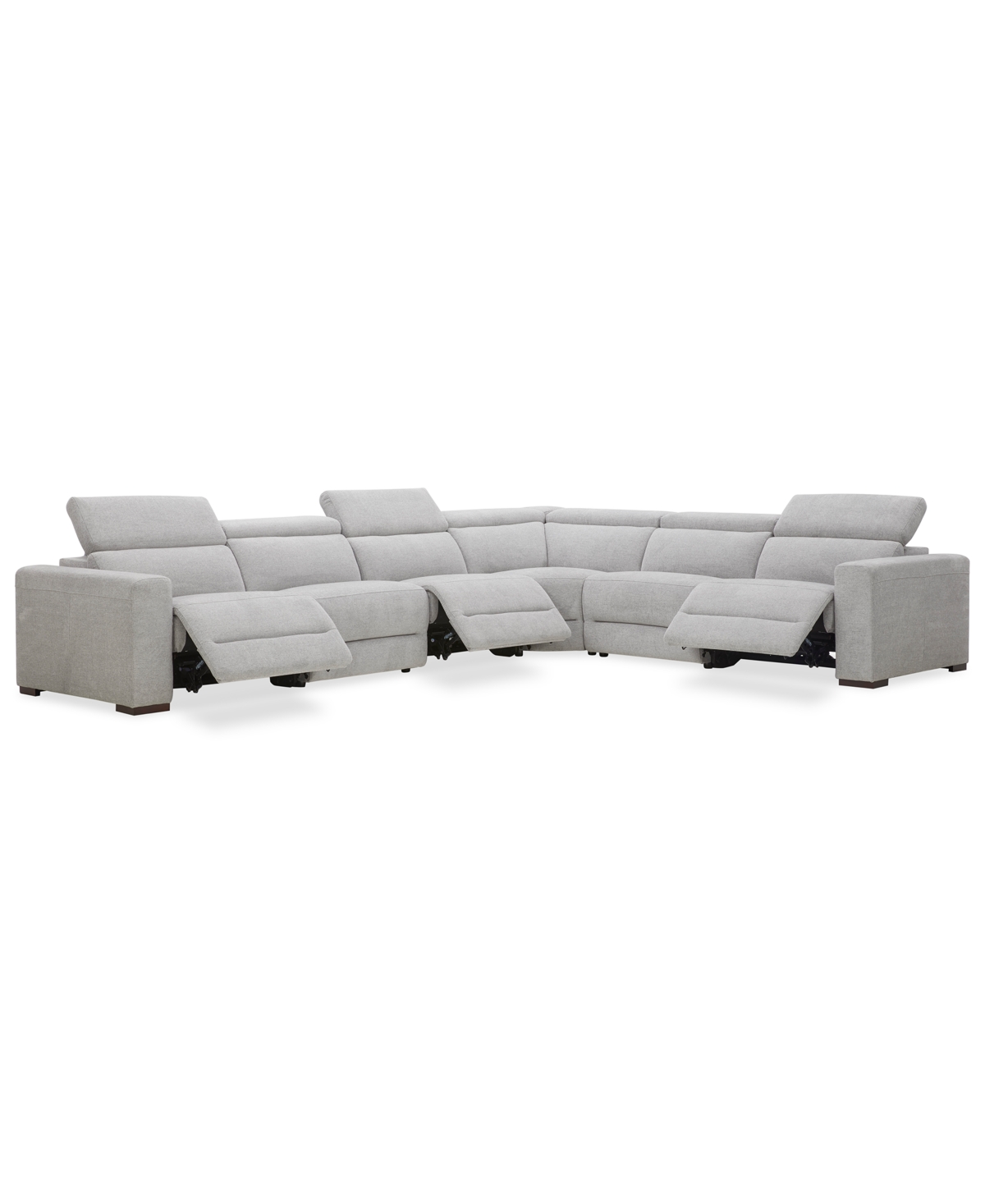 Macy's Nevio 6-pc. Fabric Power Headrest Sectional With 3 Power Motion Chairs