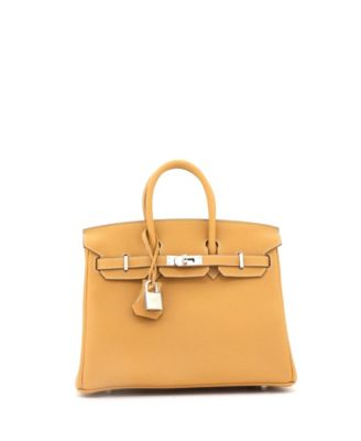 Pre-Owned Hermes Birkin 25 Handbag Brown Togo with Palladium Hardware