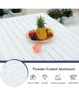 3-Piece Outdoor Patio Dining Set, Aluminum Furniture Set with 1 Rectangular Picnic Table and 2 Benches for Garden, Lawn, Yard