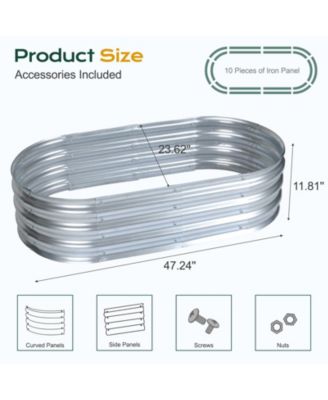 Galvanized Raised Garden Bed Kit,47.24''(L) x 23.62''(W) x11.81''(H) Outdoor Garden Planter Oval Large Boxes for Vegetables, Flowers, Herbs - Silver
