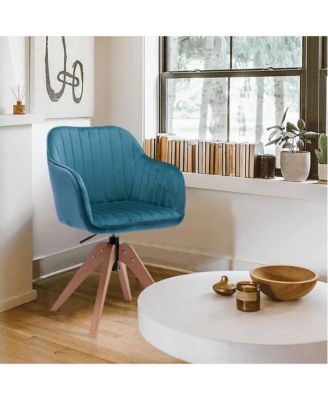 Velvet Arm Chair with Wooden Legs for Dining Room Table or Sitting Area