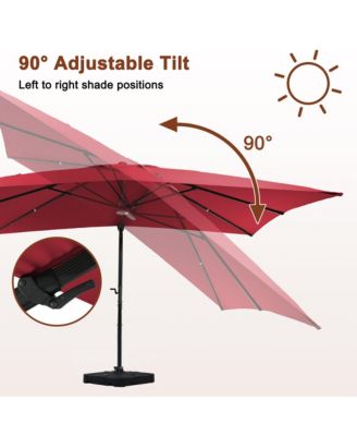 120" Square Cantilever Umbrella with Detachable LED Atmosphere Light, Bluetooth Player and Weight Base