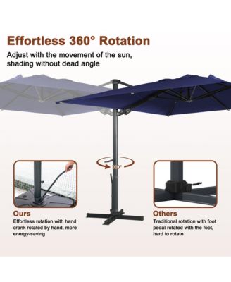 156"W x 120"D Rectangular Cantilever Umbrella with Detachable LED Atmosphere Light and Bluetooth Player, w/ Weight Base Included