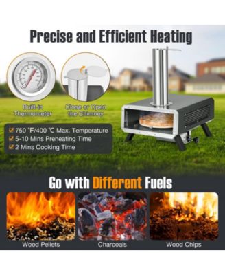 Outdoor Pizza Oven Portable Wood Pellet Pizza Stove with 12 Inch Round Rotatable Pizza Stone