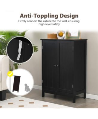 2-Door Free-Standing Bathroom Cabinet with Shelf