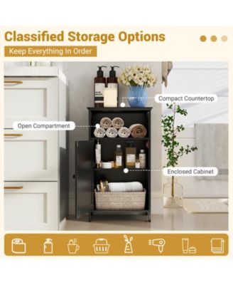 Bathroom Freestanding  Adjustable Shelf Floor Storage Cabinet