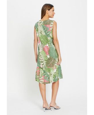 Women's Sleeveless Jungle Leaf Print Dress