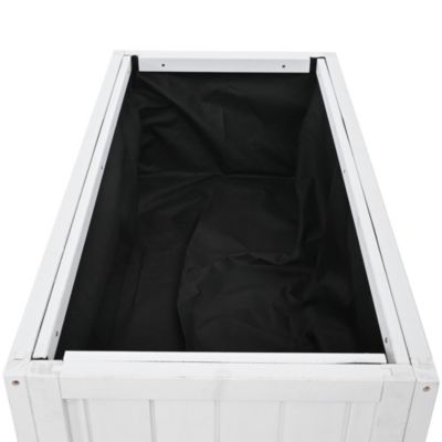 TOPMAX Patio 35.4inch x 17.7inch x 37.4inch Mini Wood Cold Frame Greenhouse with Wheels White