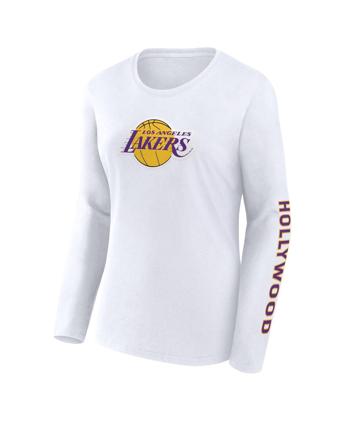 Fanatics Women's White Los Angeles Lakers Long Sleeve T-shirt