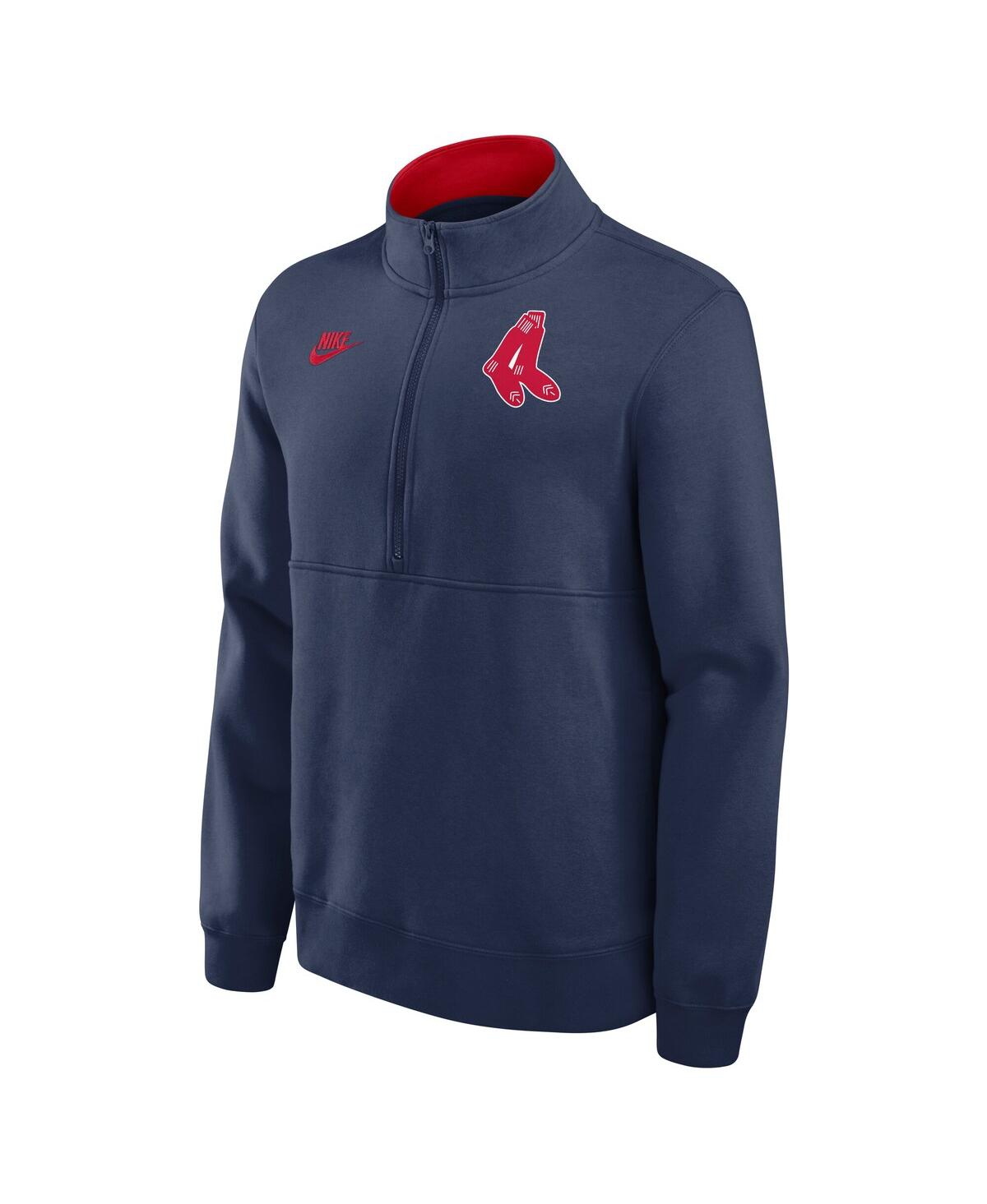 Nike Men's Navy Boston Red Sox Cooperstown Collection Fleece Half-zip Pullover Sweatshirt In Blue