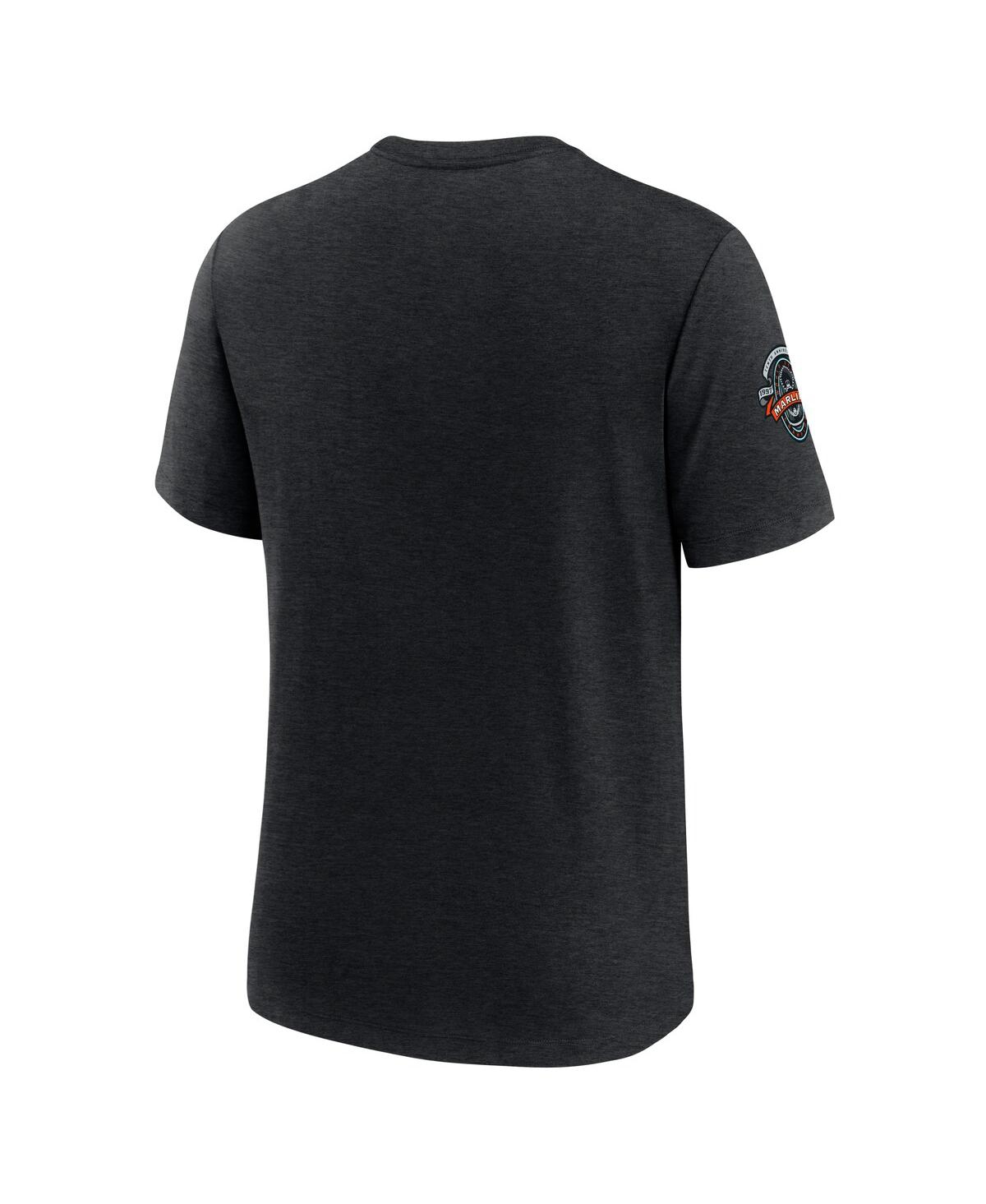 Nike Heather Black Florida Marlins Cooperstown Collection Eras Tri-blend T-shirt In Black