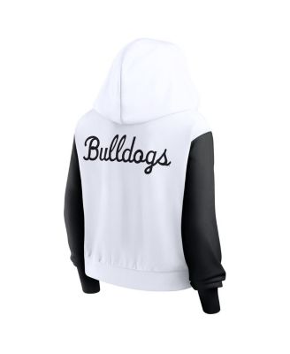 Women's White Georgia Bulldogs Cropped Beyond Capability Color-Block Script Full-Zip Hoodie