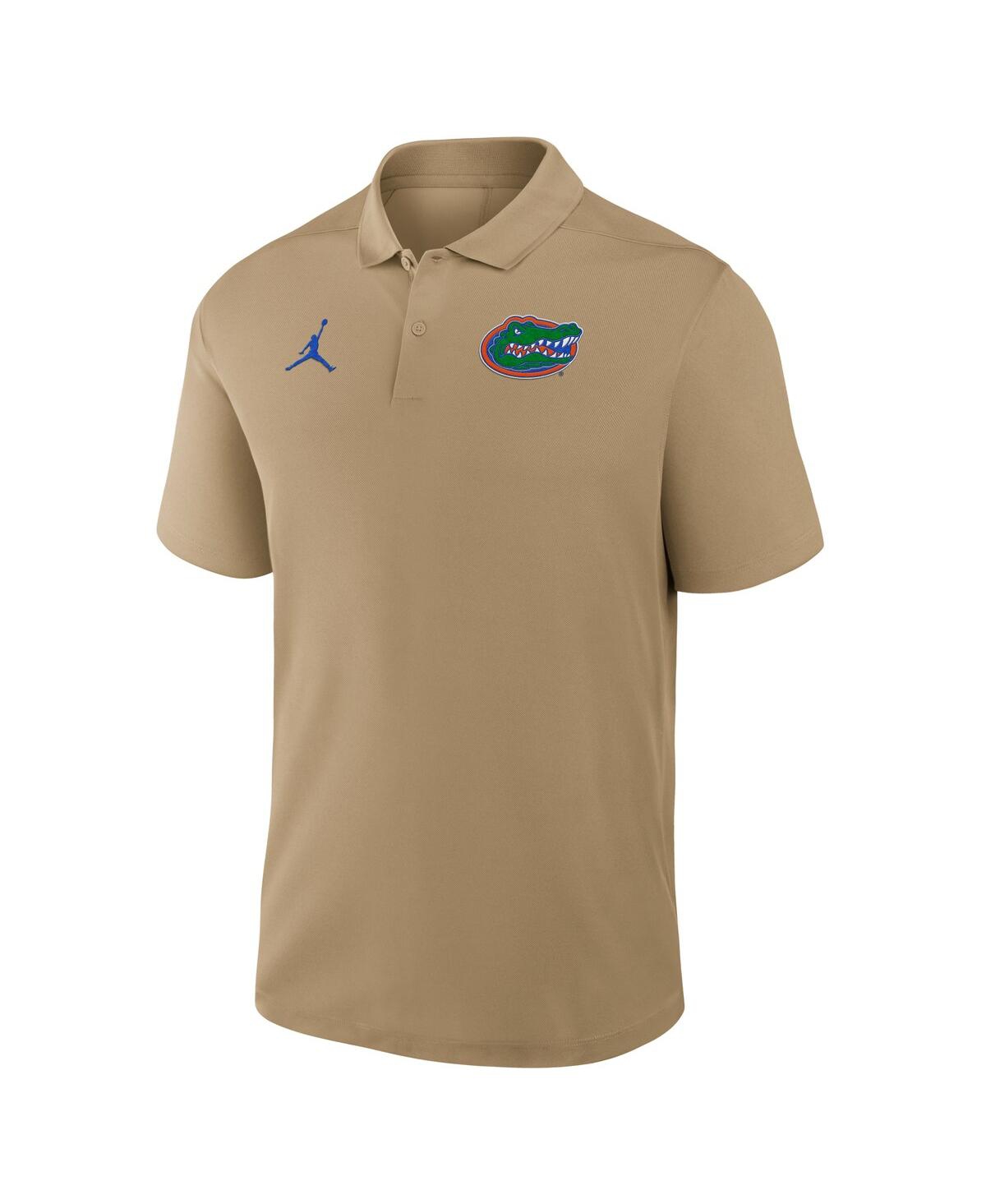 JORDAN MEN'S TAN FLORIDA GATORS PRIMETIME VICTORY PRIMARY LOGO PERFORMANCE POLO SHIRT 