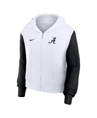 Women's White Alabama Crimson Tide Cropped Beyond Capability Color-Block Script Full-Zip Hoodie