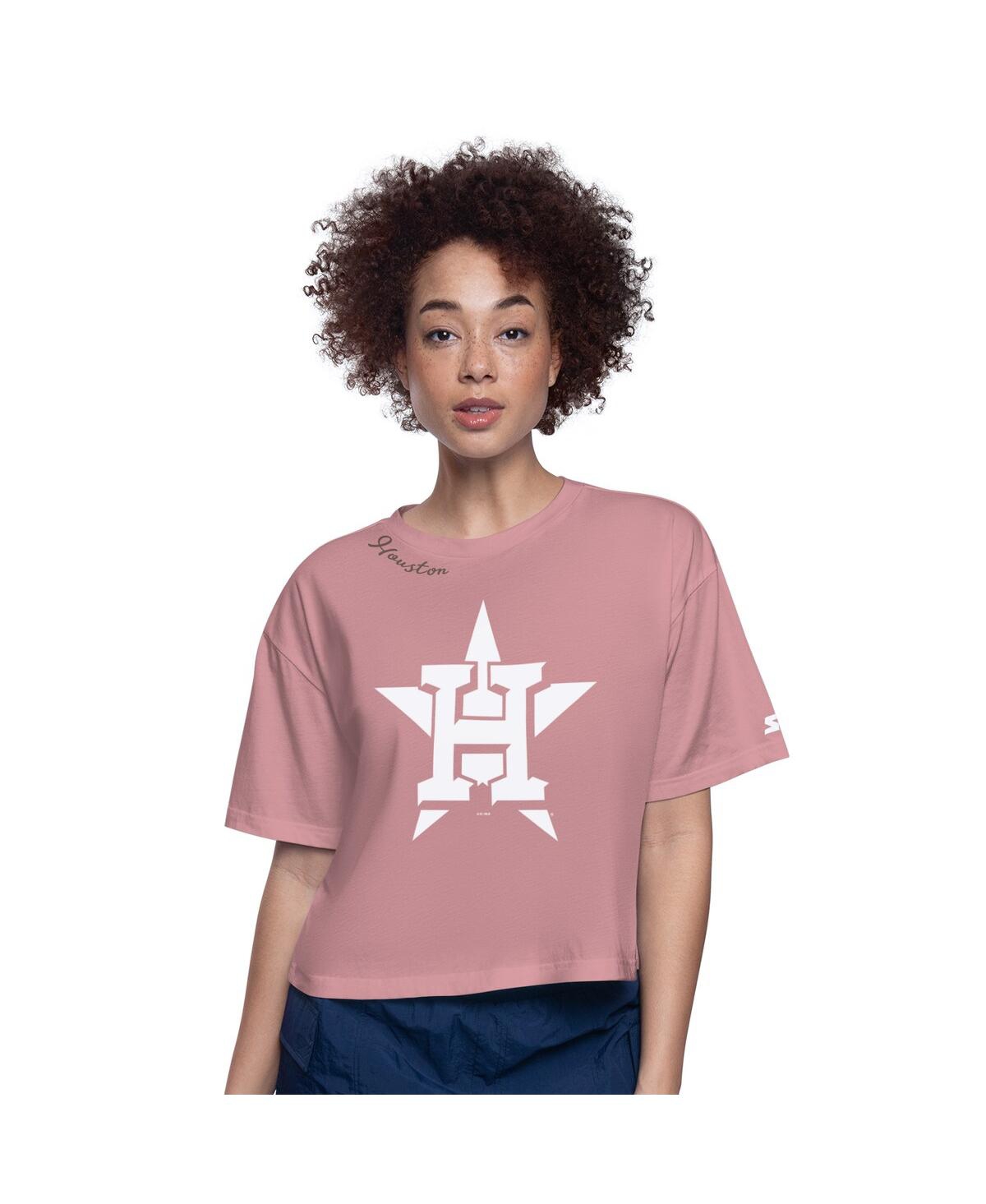 Shop Starter Women's Pink Houston Astros Play The Ball Boxy Cropped T-shirt