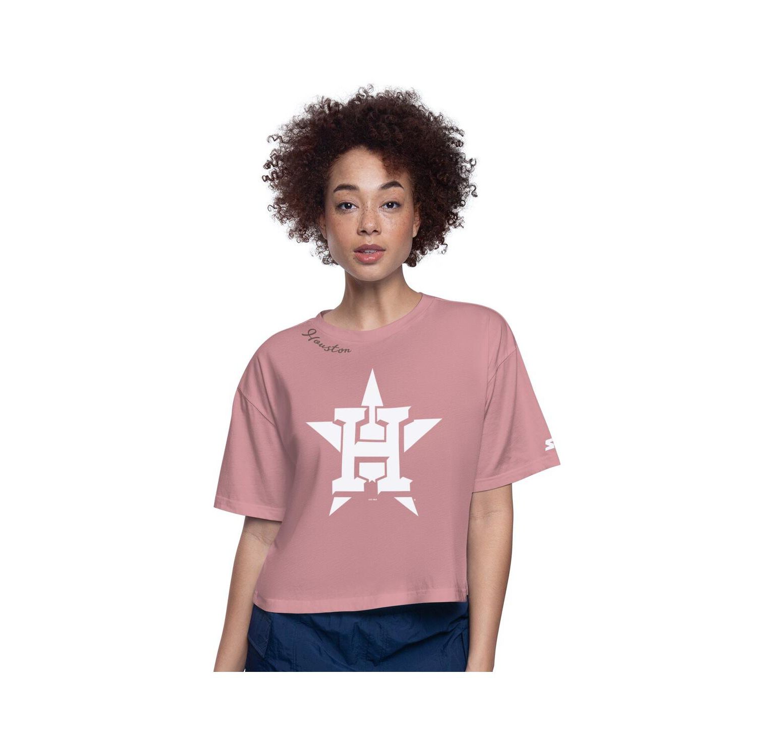 Women's Pink Houston Astros Play the Ball Boxy Cropped T-Shirt