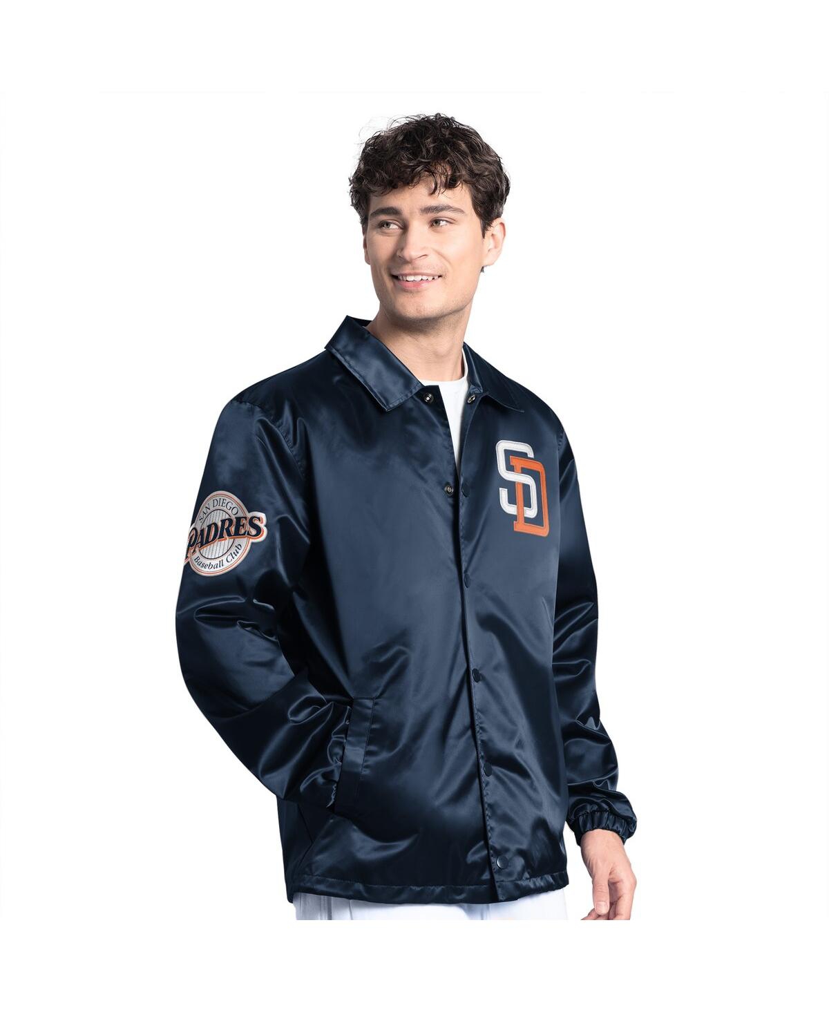 Men's Navy San Diego Padres Cooperstown Collection Point Man Full-Snap Coaches Jacket - Navy