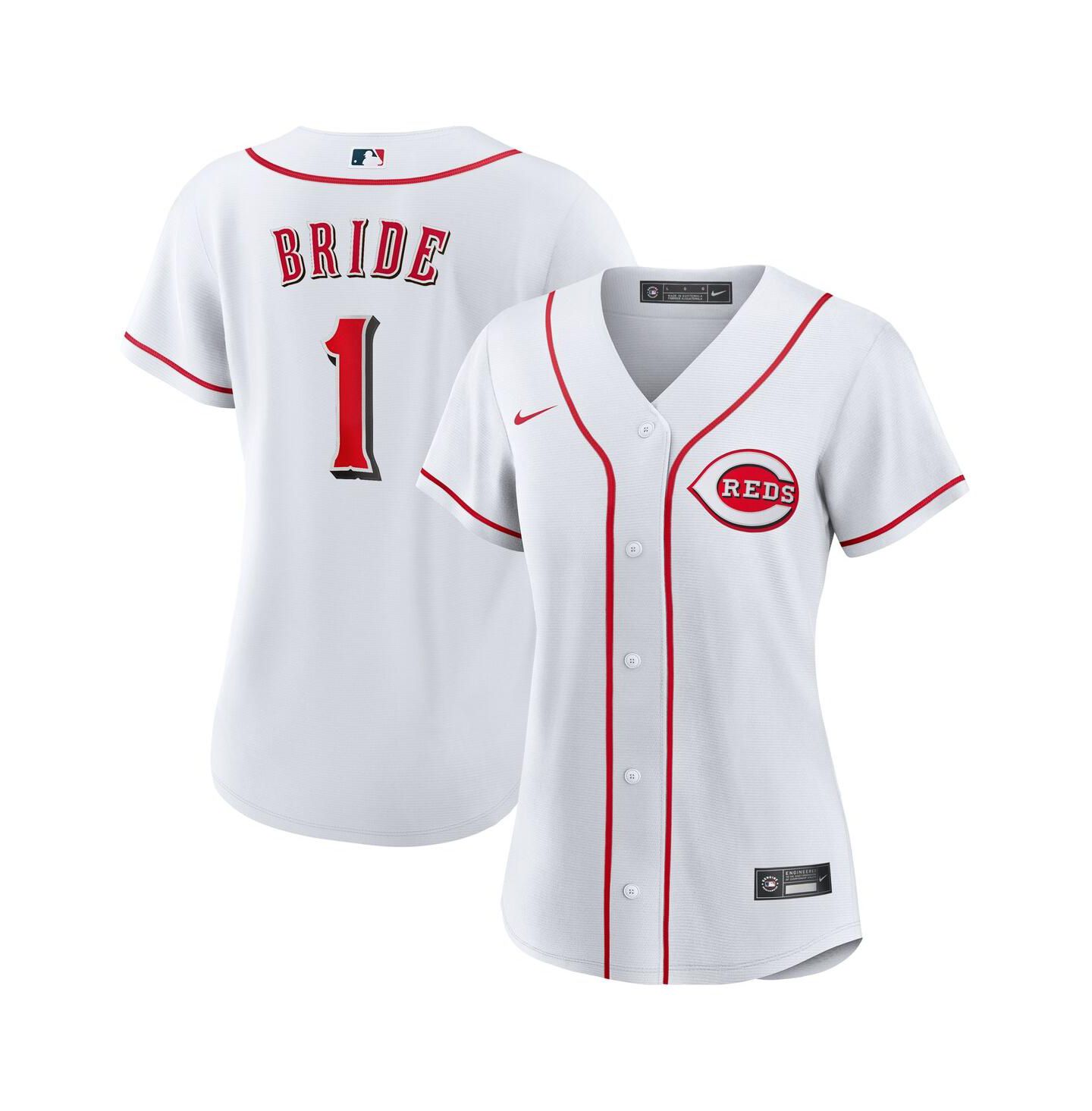 Женский топ Nike White Cincinnati Reds 1 Bride Home Replica Jersey — фото 1
